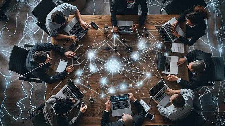 Visual astratto di rete neurale e flussi dati